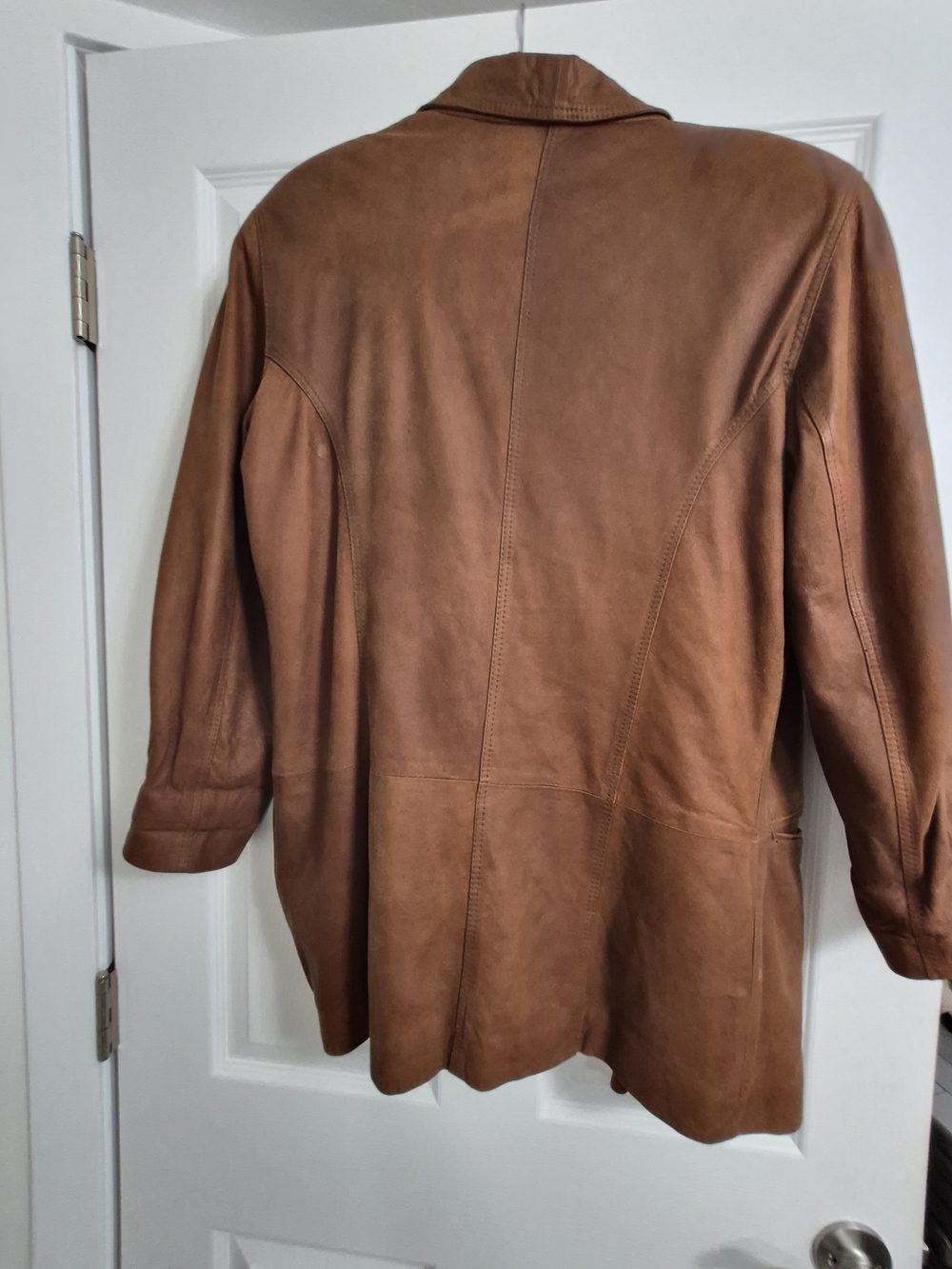 Vintage Brown Double-Breasted Leather Blazer - Picture 9 of 9